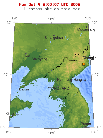 Map of nuclear detonation